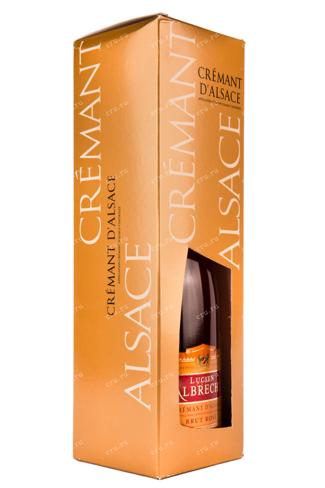 Подарочная коробка игристого вина Cremant d`Alsace Lucien Albrecht Rose with gift box 1.5 л