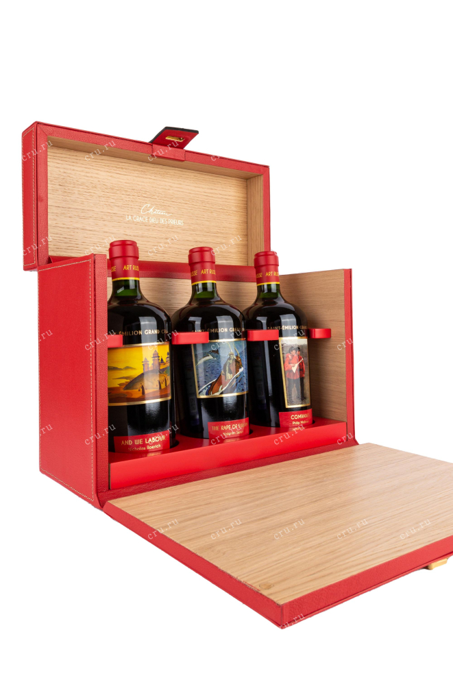 Вино Chateau La Grace Dieu Des Prieurs Art Russe Saint-emilion Grand Cru Set of 3 bottles in gift box 2014 0.75 л