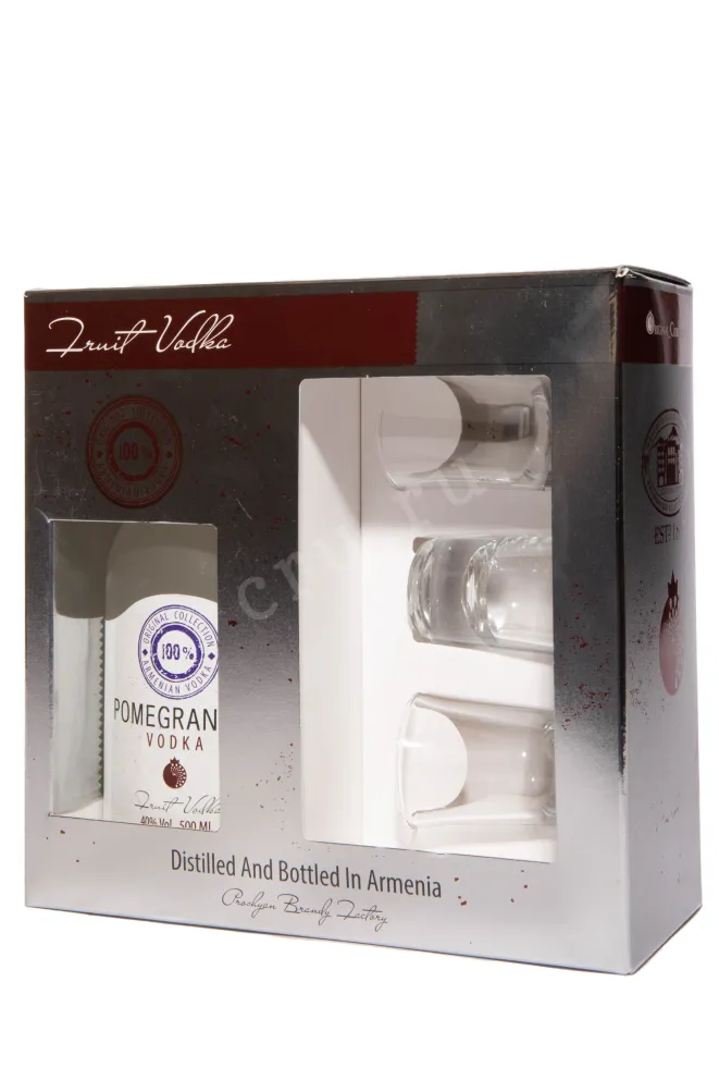 В подарочной коробке Hent Pomegranate in gift box with 3 glasses 0.5 л