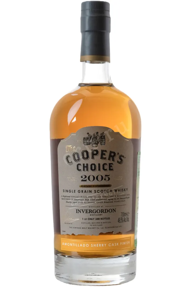 Бутылка Виски шот сол Зе Куперс Чойс Инвергордон Сингл Грейн Скоч Виски Амонтильядо Шер Ка Фи 49,5% 0,7л п/у 2005