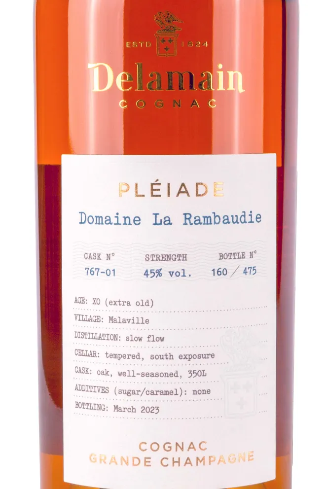 Этикетка Delamain Pleiade Collection Revelation La Rambaudie in gift box 0.7 л