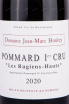 Этикетка Domaine Jean-Marc Bouley Pommard 1er Cru Les Rugiens Hauts 2020 0.75 л