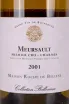 Этикетка Maison Roche de Bellene Meursault Charmes Premier Cru 2001 0.75 л