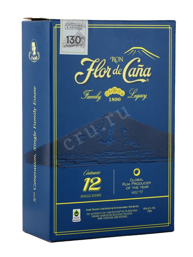 Подарочная коробка рома Флор де Канья Сентенарио 12 лет 0.75