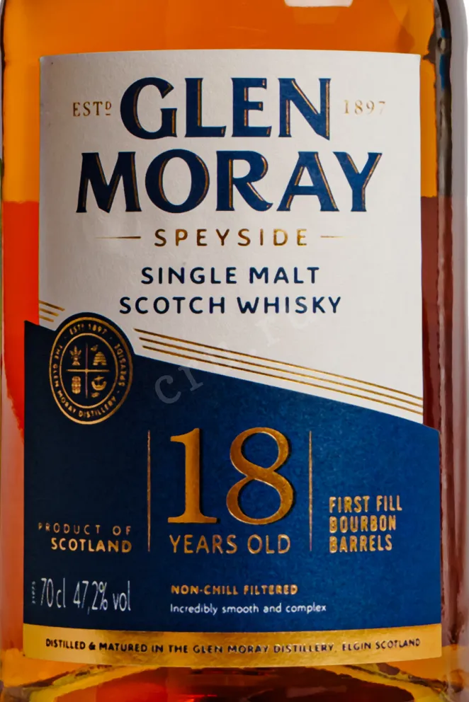 Этикетка Glen Moray Elgin Heritage 18 years 0.7 л