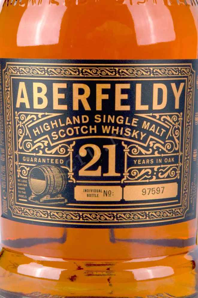 Этикетка Aberfeldy 21 years in gift box 0.7 л