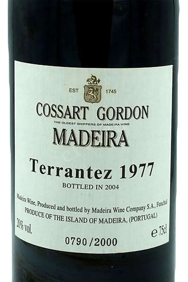 Этикетка Cossart Gordon Terrantez 1977 0.75 л