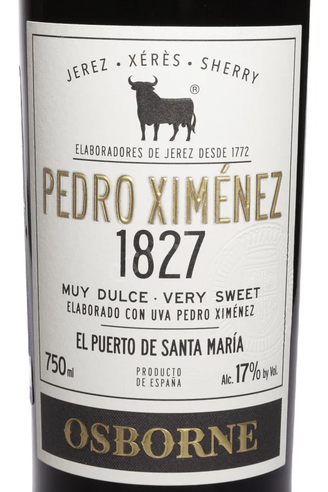 Этикетка Osborne Pedro Ximenez 2018 0.75 л