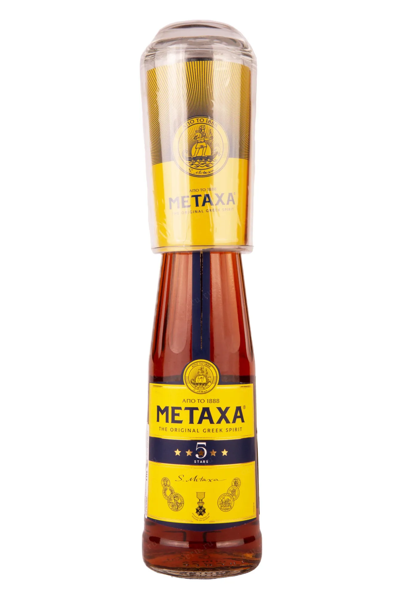 Фото — Бренди Metaxa 5 stars with glass  0.7 л