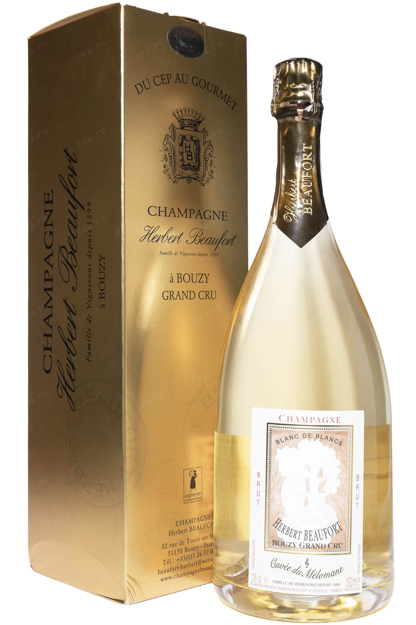 Фото — Шампанское Herbert Beaufort Cuvee du Melomane Blanc de Blancs Bouzy Grand Cru 2022 1.5 л