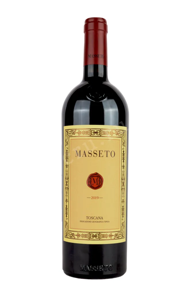 Этикетка Masseto Ornellaia wooden box 2019 0.75 л