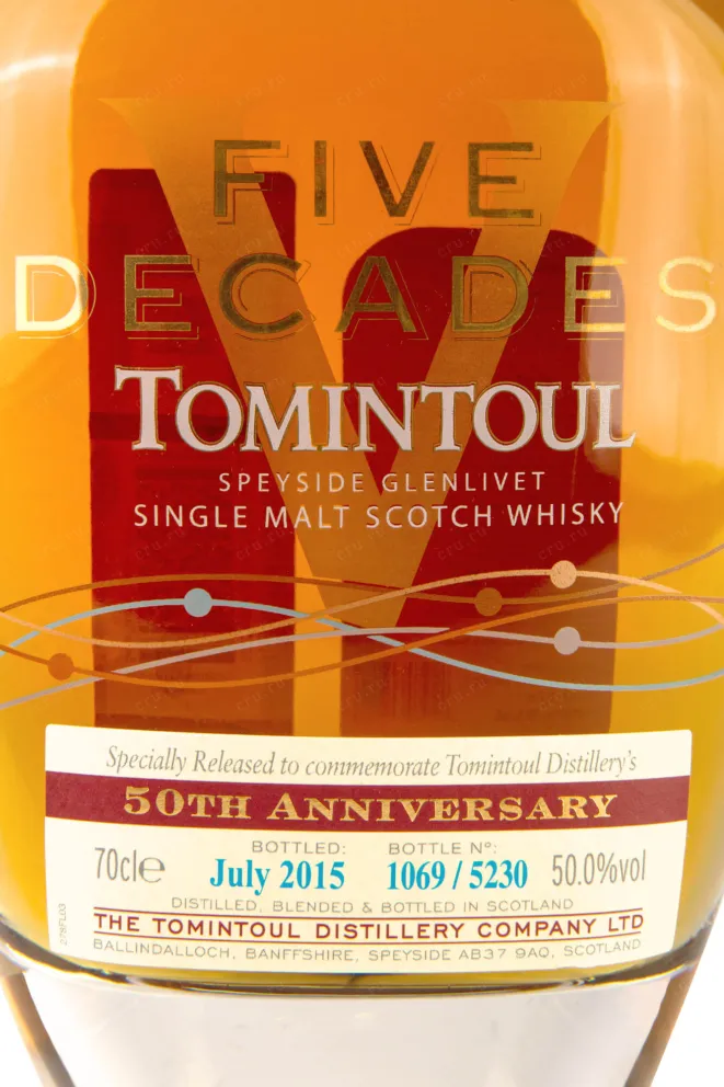 Этикетка Tomintoul Five Decades 0.7 л