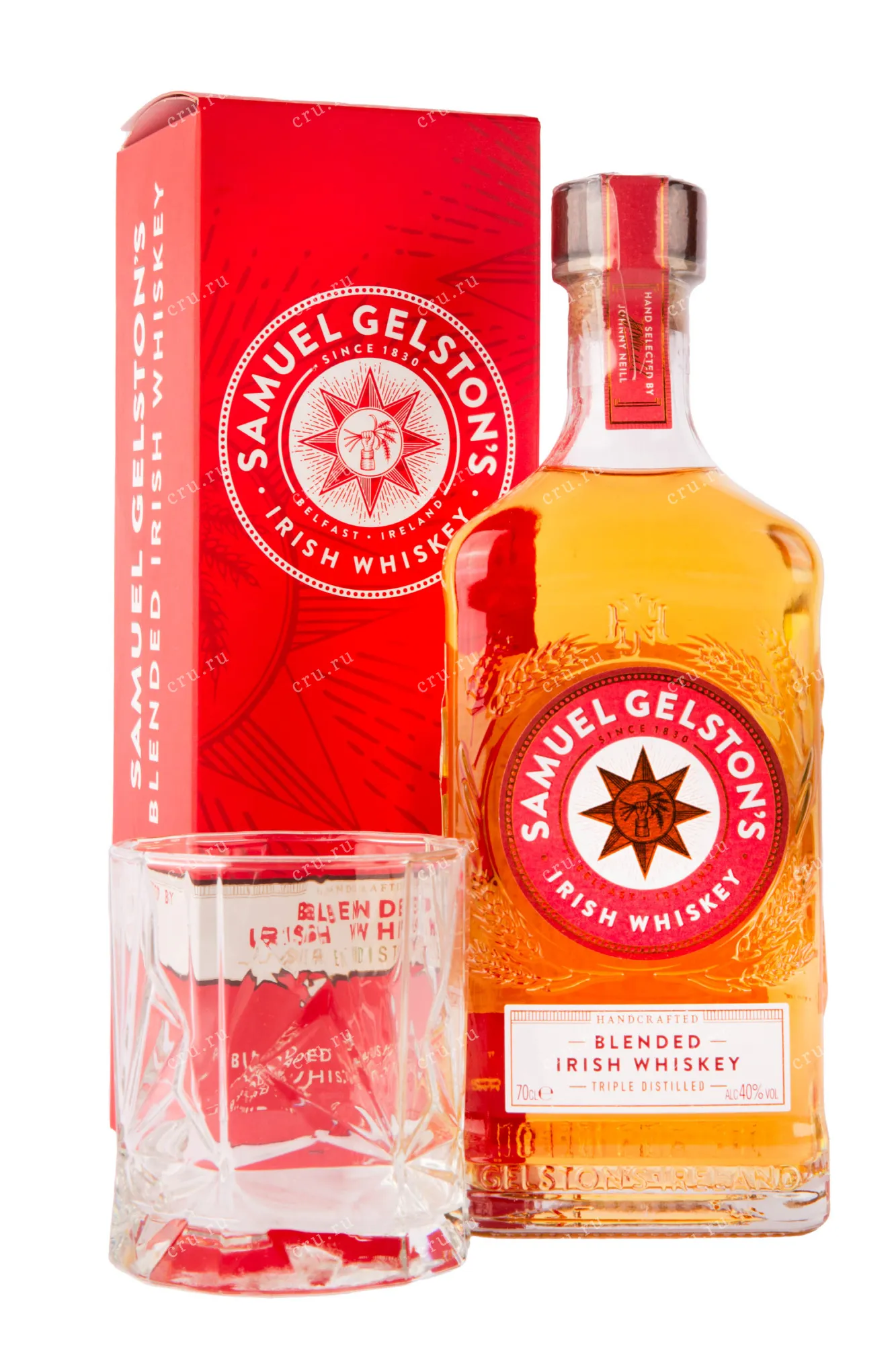 Фото — Виски Samuel Gelston's Blended, gift set with glass  0.7 л