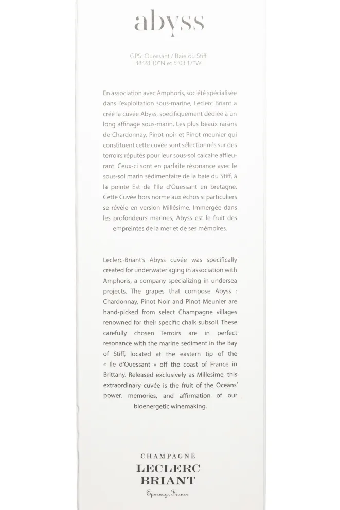 Контрэтикетка Leclerc Briant Abyss Millesime in gift box 2018 0.75 л