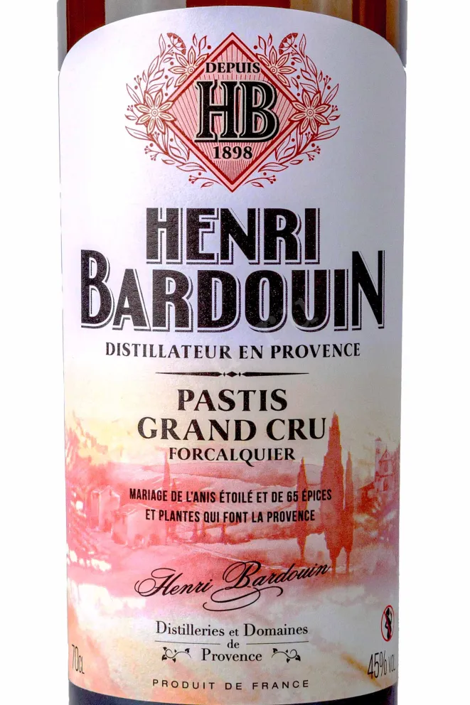 Этикетка Pastis Henri Bardouin in giftset with 2 glasses 0.7 л