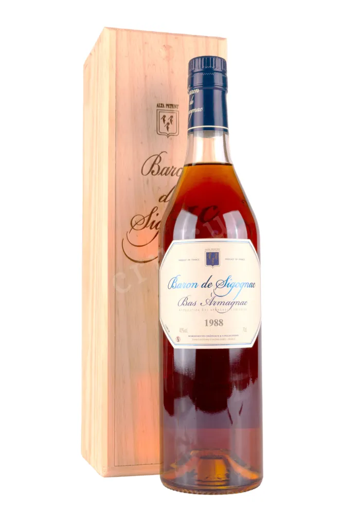 Арманьяк Baron de Sigognac wooden box 1988 0.7 л