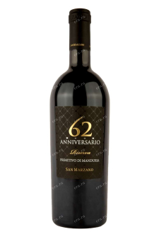 Вино Anniversario 62 Riserva Primitivo di Manduria 2018 0.75 л