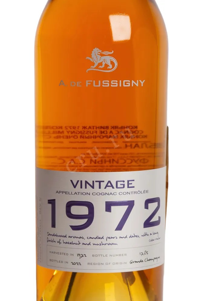 Этикетка A de Fussigny Vintage in wooden box 1972 0.7 л