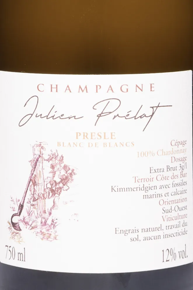 Этикетка Julien Prelat Presle Blanc de Blancs AOC Extra Brut 2022 0.75 л