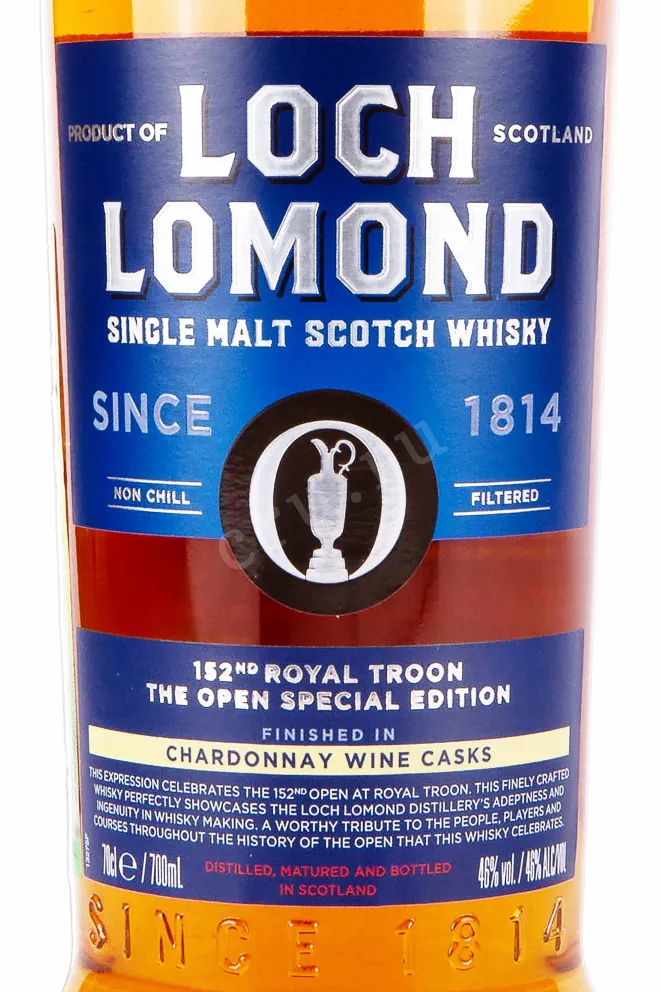 Этикетка Loch Lomond Open Special Edition 152 Royal Troon Chardonnay Wine Casks 0.75 л