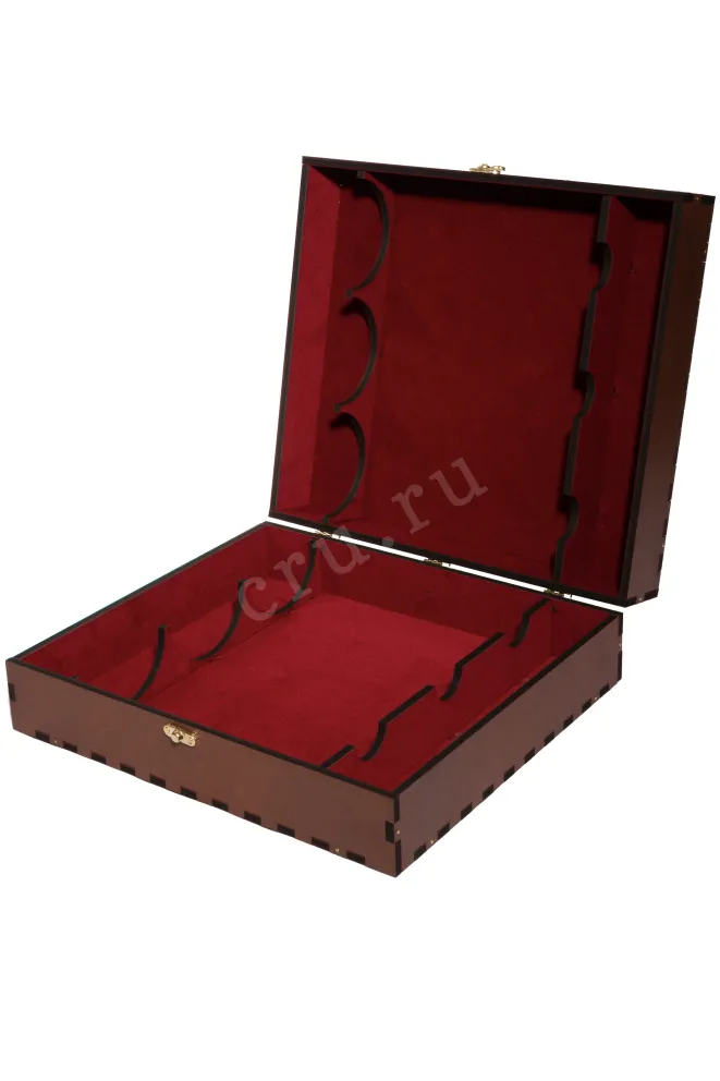 Деревянная коробка Gift Red Wooden Box For Three Bordeaux Bottles