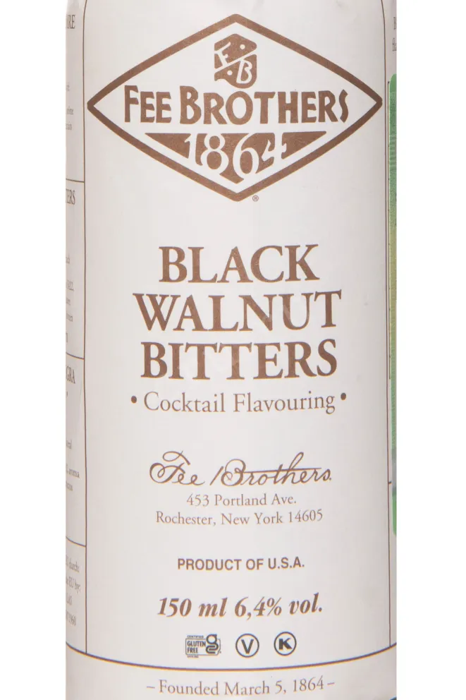 Этикетка Fee Brothers Black Walnut 0.15 л