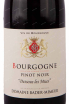 Этикетка Bader-Mimeur Dessous les Mues Pinot Noir Bourgogne AOC 2018 0.75 л