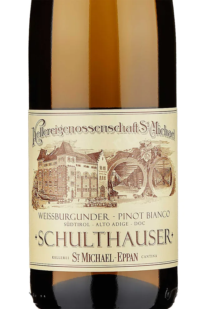 Этикетка San Michele-Appiano Schulthauser Weissburgunder DOC 2015 0.75 л