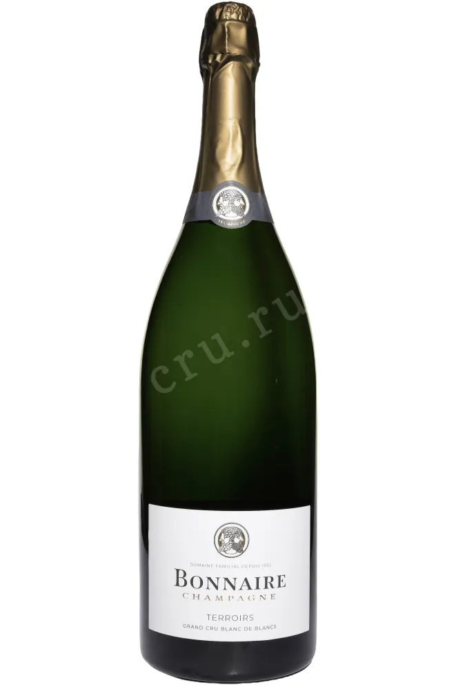 Бутылка Bonnaire Terroirs Grand Cru Blanc De Blancs in wooden box 2017 3 л