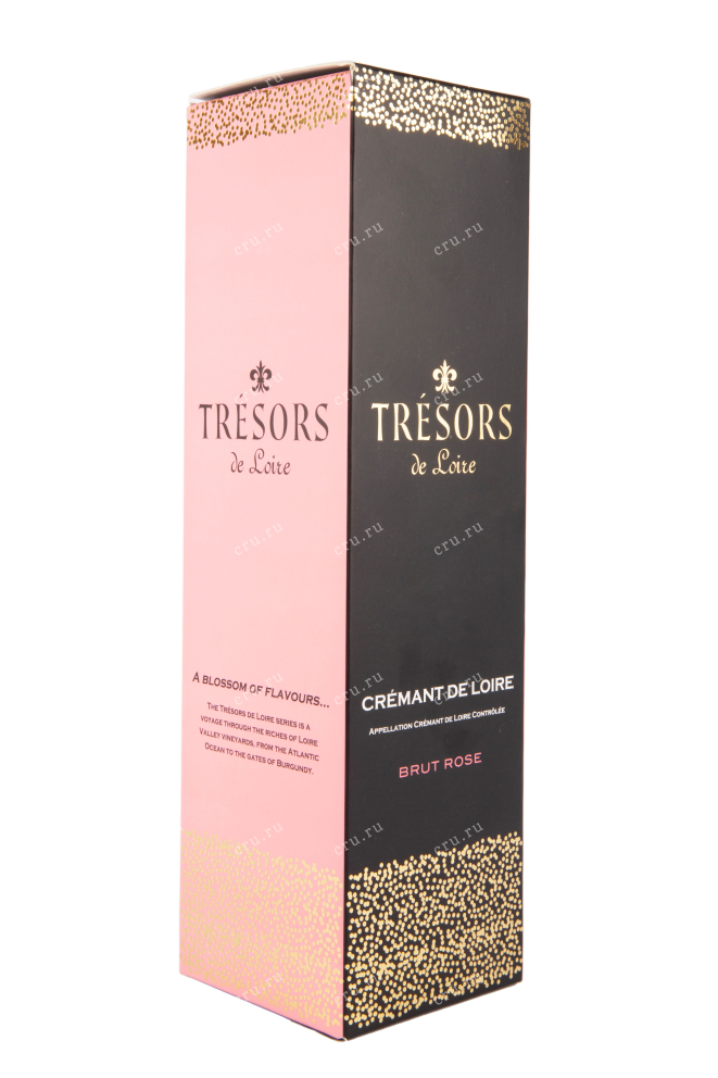 Подарочная коробка игристого вина Tresors De Loire Brut Rose gift box 0.75 л
