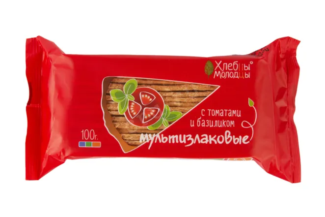 Хлебцы Молодцы Мультизлаковые с томатами и базиликом 100 г