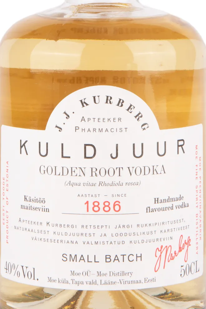 Этикетка водки J.J. Kurberg Golden Root 0.5