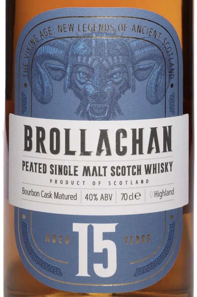 Этикетка Brollachan Peated 15 Years Old in tube 0.7 л