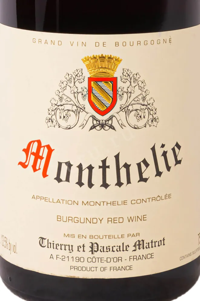 Этикетка Domaine Thierry et Pascale Matrot Monthelie 2018 0.75 л