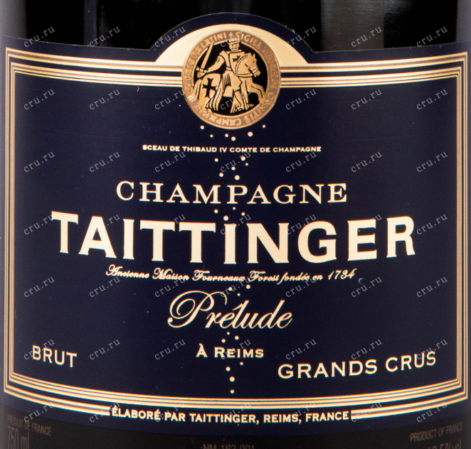 Этикетка игристого вина Taittinger Prelude Grands Crus Brut 0.75 л