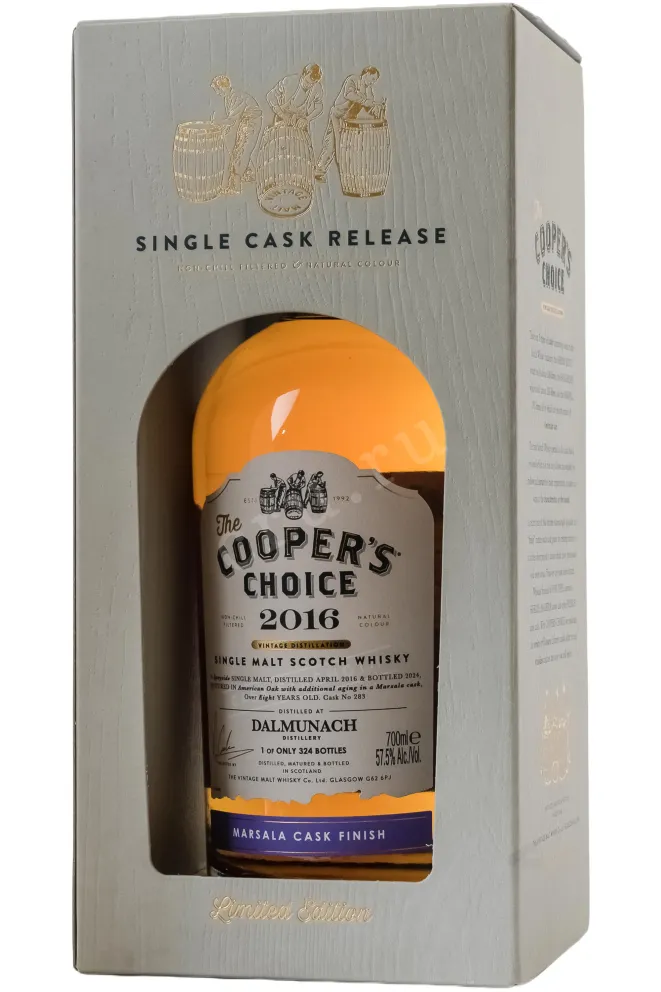Контрэтикетка The Cooper's Choice Dalmunach Single Malt Marsala Cask Finish