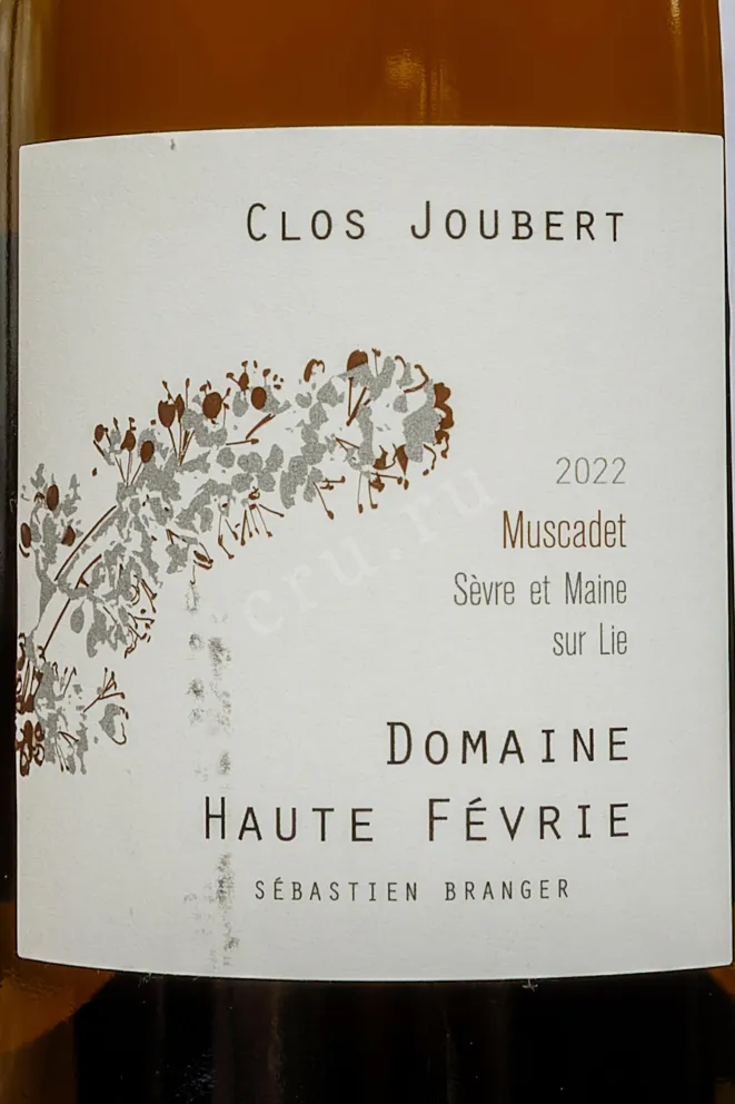 Этикетка Clos Joubert Muscadet Sevre  et Maine AOC Sur Lie 2022 0.75 л