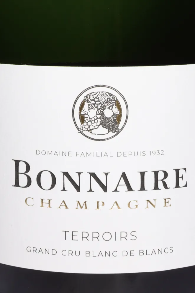 Этикетка Bonnaire Terroirs Grand Cru Blanc De Blancs in wooden box 2017 3 л