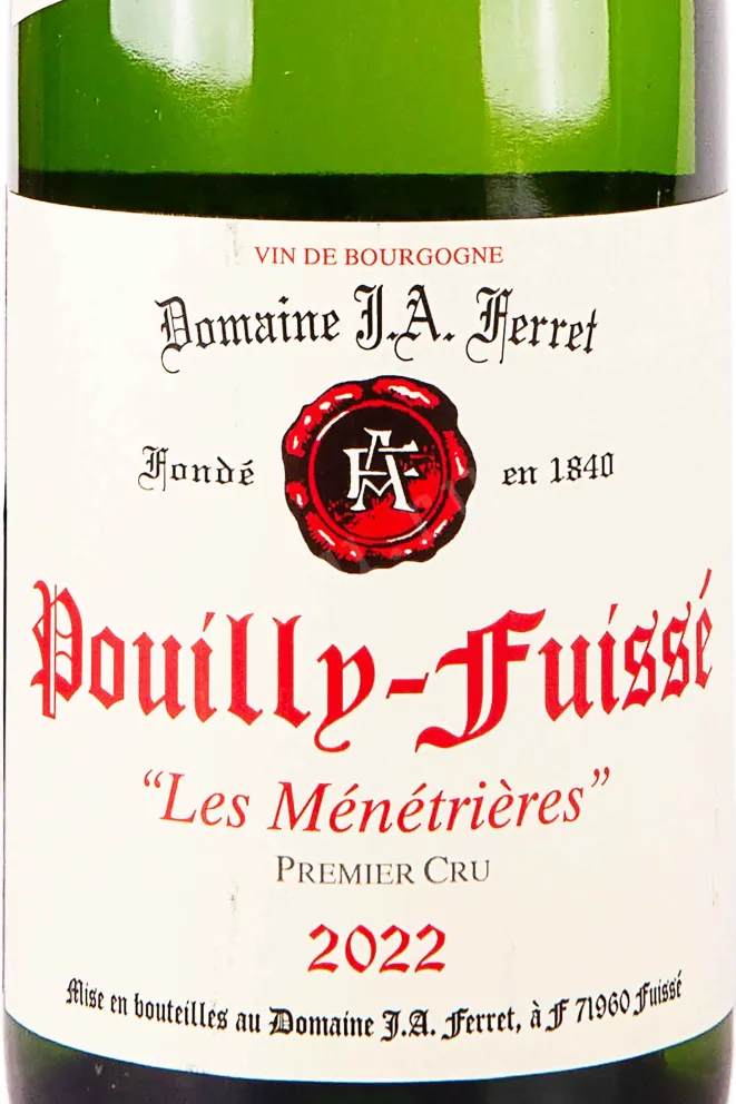 Этикетка Domaine J.A. Ferret Les Menetrieres Pouilly-Fuisse AOC 2019 0.75 л