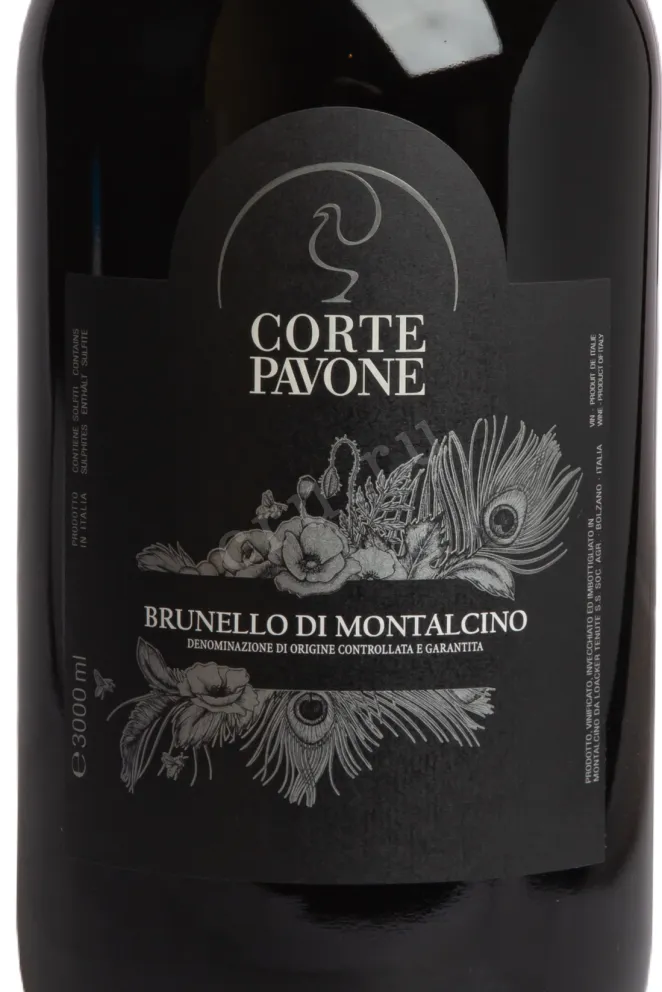 Этикетка Corte Pavone Brunello di Montalcino in gift box 2017 3 л