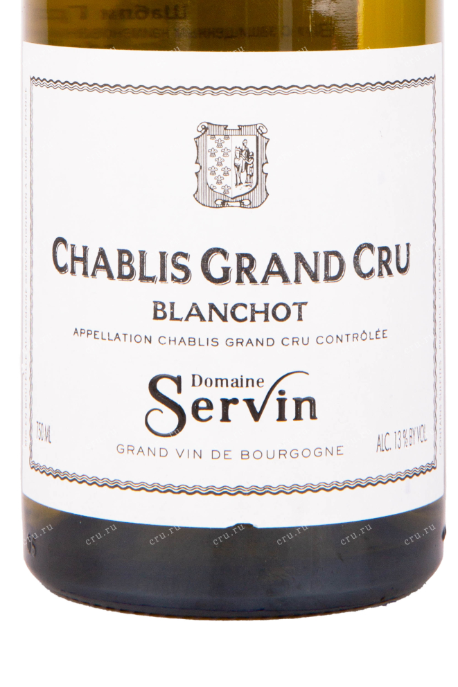 Этикетка вина Domaine Servin Chablis Premier Cru Blanchot 2018 0.75 л