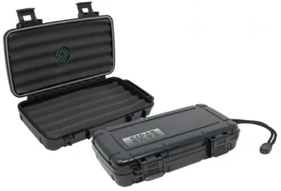 Humidor Aficionado Travel Cigar Safe Black 5 Cigars