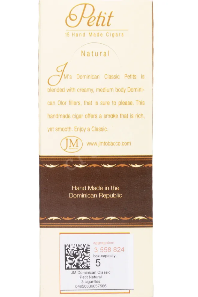 Контрэтикетка JM Dominican Classic Petit Natural