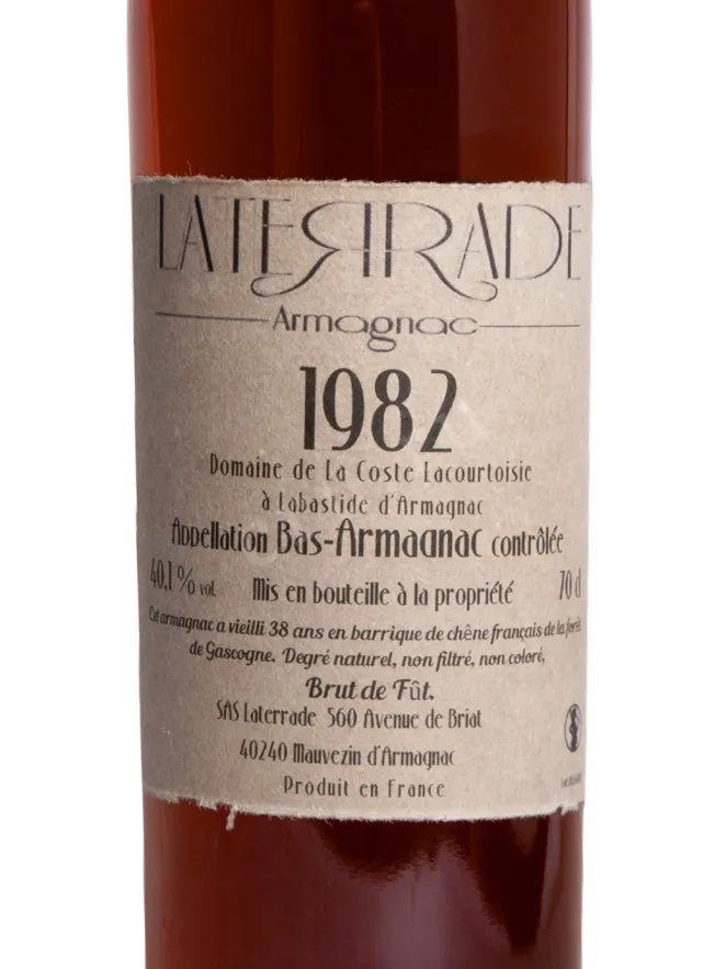 Этикетка Laterrade Domaine de La Coste Lacourtoisie Bas-Armagnac 1982 0.7 л