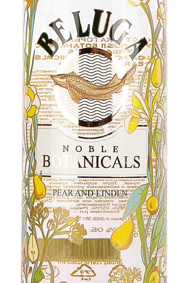 Этикетка Beluga Noble Botanicals Pear and Linden 0.7 л