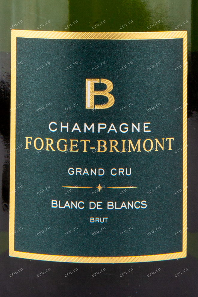 Этикетка игристого вина Forget-Brimont Blanc de Blancs Brut Grand Cru 0.75 л