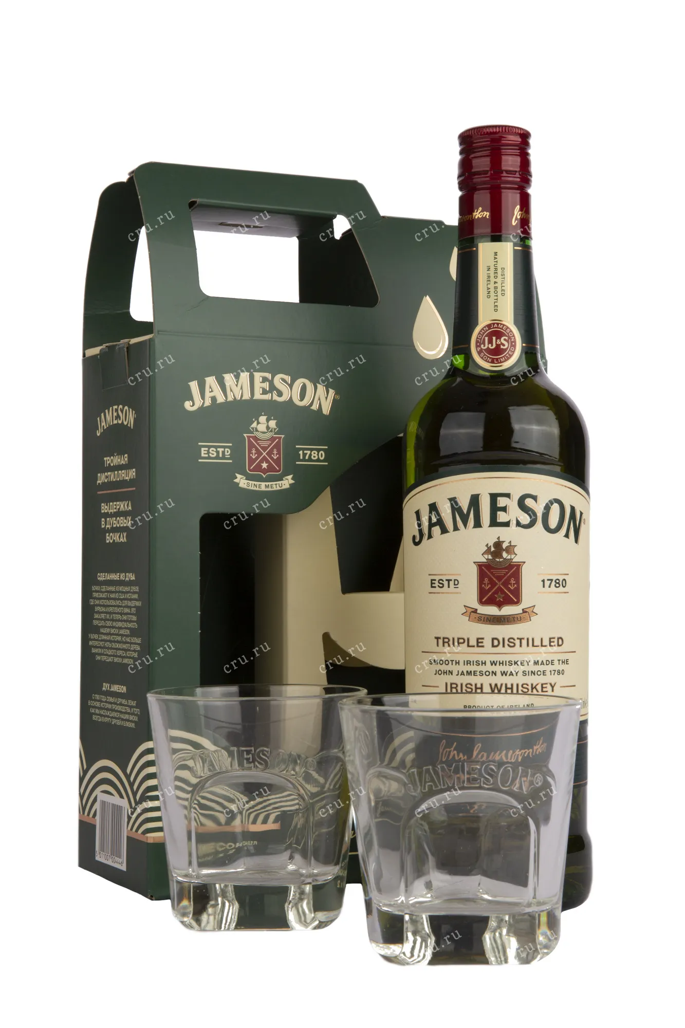 Фото — Виски Jameson gift box with 2 glasses  0.7 л