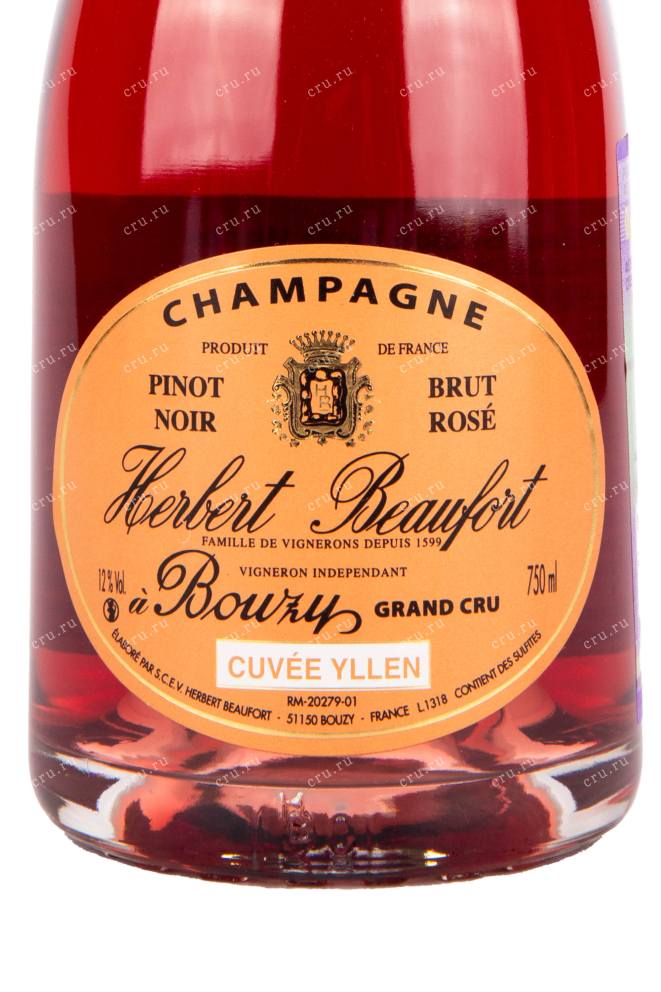Этикетка игристого вина Herbert Beaufort Cuvee Yllen Bouzy Grand Cru 0.75 л