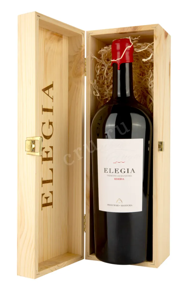В деревянной коробке Elegia Riserva Primitivo di Manduria 2017 1.5 л