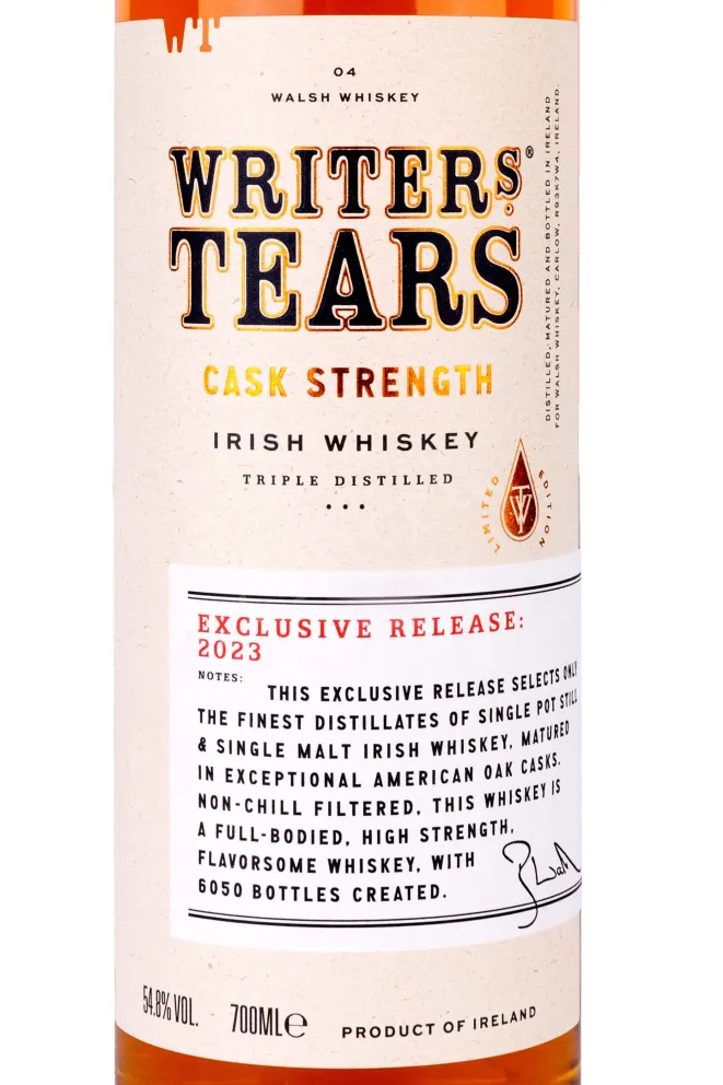 Этикетка Writers Tears Cask Strength gift box 2023 0.7 л